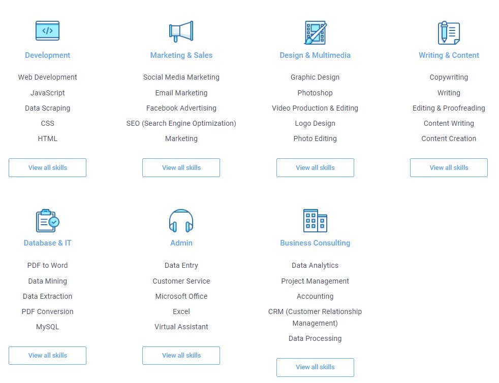 HubstaffTalent categories